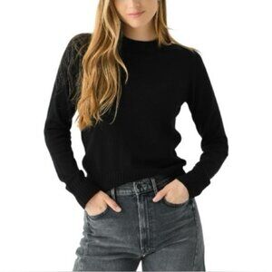 Sundance Black Crew neck 100% Cashmere Knit Sweater PL (petite large)